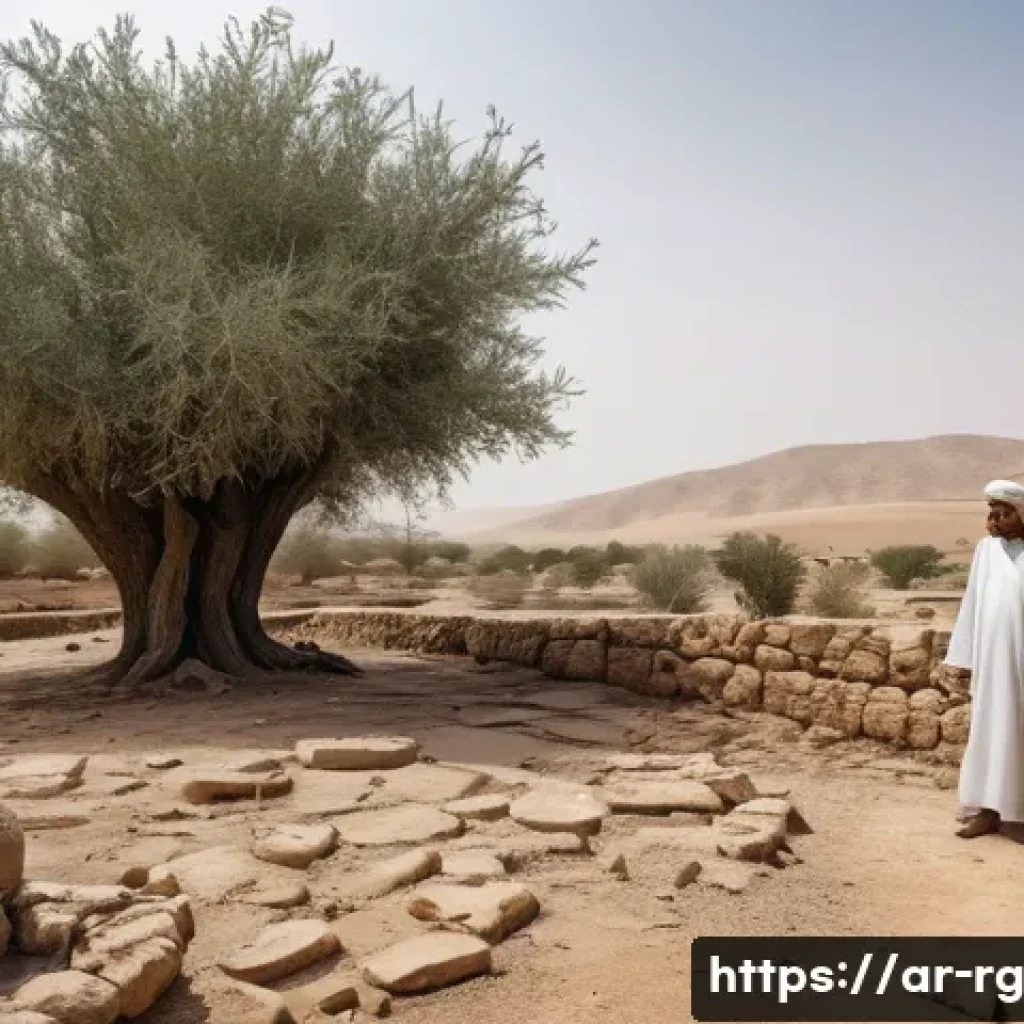 빗물 재활용의 지역사회 참여 방안 - **Prompt:** A poignant, wide-angle shot of an arid landscape in an Arab village during a prolonged d...