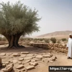 빗물 재활용의 지역사회 참여 방안 - **Prompt:** A poignant, wide-angle shot of an arid landscape in an Arab village during a prolonged d...