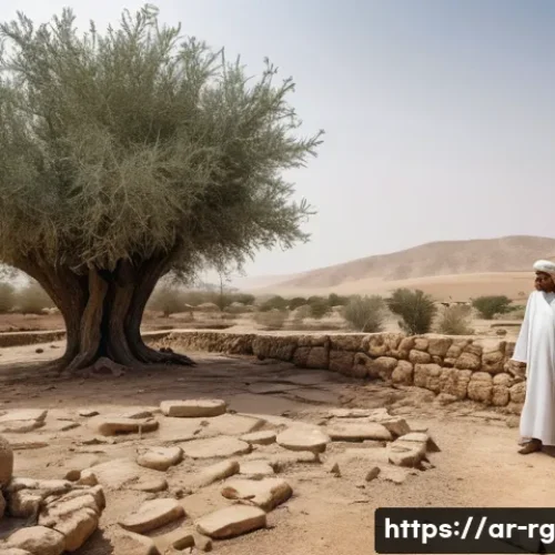 빗물 재활용의 지역사회 참여 방안 - **Prompt:** A poignant, wide-angle shot of an arid landscape in an Arab village during a prolonged d...