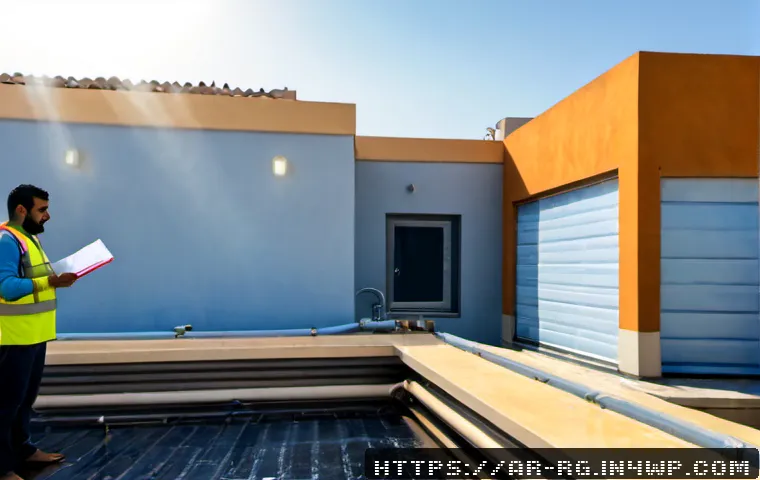 주택 빗물 재활용의 법적 규제 변화 - Photorealistic modern villa in an Arab residential neighborhood, rooftop rainwater harvesting system...